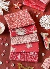 Tilda Fabric - Merry Little Christmas -Fat Quarter Bundle  Red - Pack of 5
