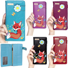 KukuBird Fox Design With Flower Buckle Large Ladies Purse Clutch Wallet Free P&P