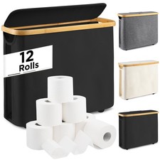 26L Toilet Paper Storage Basket with Lid, Foldable Toilets Holder for Up to 9...
