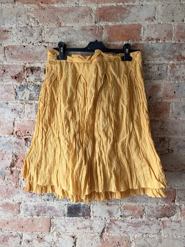 Mustard yellow crinkled flare - crinkled,