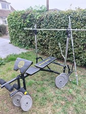 Gold's Gym Workout Bench, Rack, Barbells And Weights