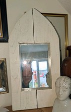 Rustic Wooden Mirror Off White Farmhouse Vintage Shabby Chic Wall Decoration