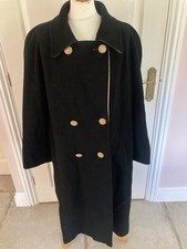 VINTAGE MANSFIELD COAT BLACK UK 18 MILITARY LOOK WOOL CASHMERE LINED VGC