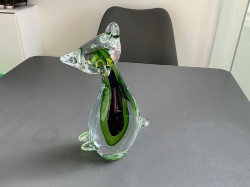 Clear glass cat - glass, figure