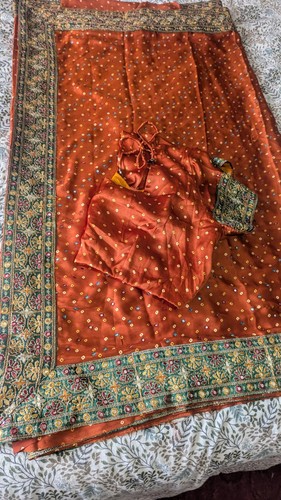 Bandhani orange soft silk - bandhani,