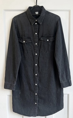 Black denim shirt dress xs - denim,