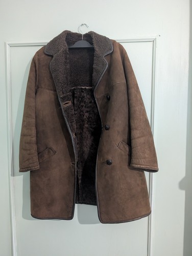 Brown sheepskin coat mid - sheepskin,