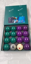 Pool Table Balls Aramith Premier 2" Green & Purple Pro Cup & Silver 8 Ball