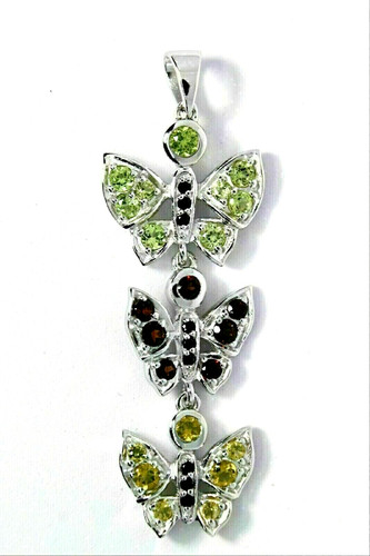Silver pendant sapphire garnet - silver,
