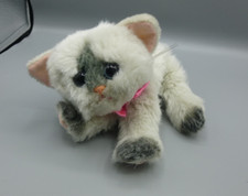 DSI 2001 Tiki Purring Cat Kitty Kitty Kittens Soft Plush Toy White Grey Rattle
