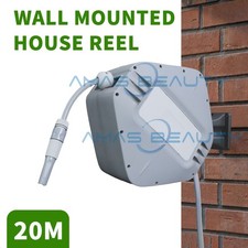 20m Garden Patio Hose Reel Wall Mounted Retractable Auto Rewind Pipe 180°