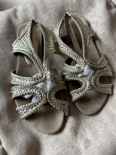 Topshop gold flat sandals size - gold,