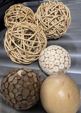 Six Decorative Wooden Balls -