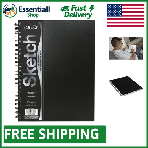 Spiral bound black sketch book - black,