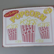 Popcorn Cinema Rustic Retro Style Metal Plaque Sign