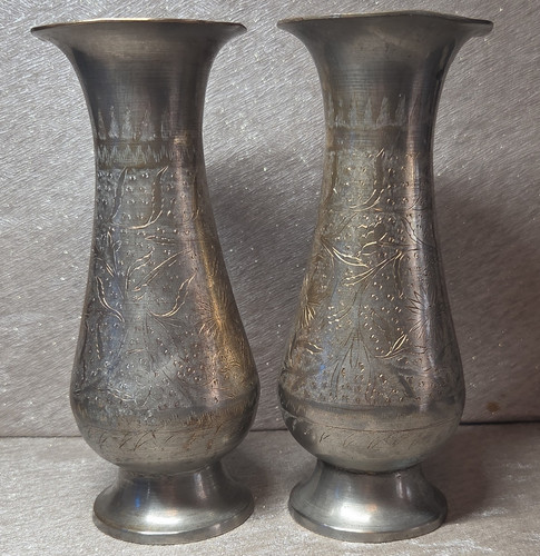 Pair engraved etched - pair, of