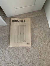 wardrobe with mirror, 3-door, Ikea Brimnes, part-built, white, popular style