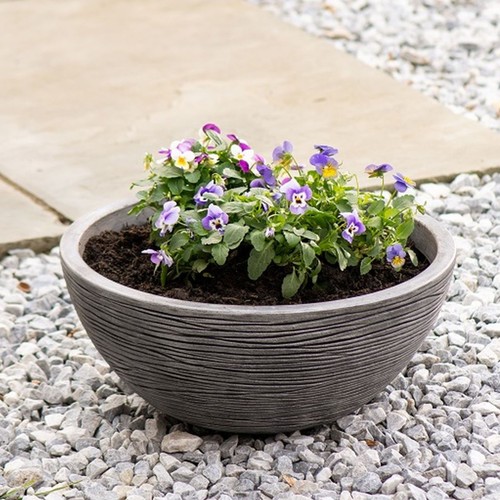 Grey round bowl planter amalfi - round,