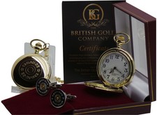 Shotgun Cartridge Gold Pocket Watch and Cufflinks Gun Gift Set 12 Gauge Shell