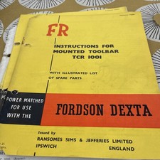 Vintage Fordson Dexta Mounted toolbar tcr1001 by Ransomes  instructions / parts