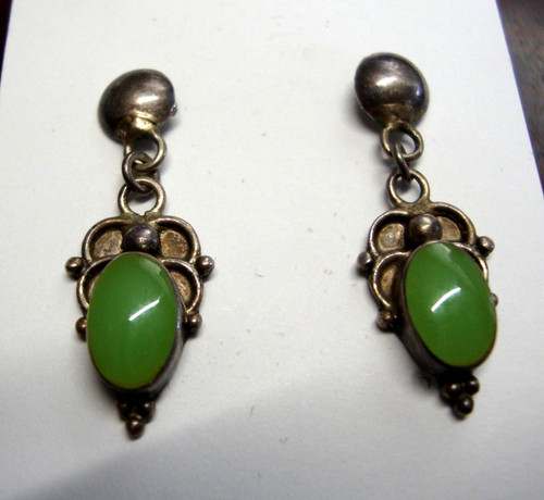 Jade earrings 950 - earrings, silver