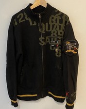 Ringspun Vintage Black Bomber Jacket With Zipped Pockets Medium Good Condition