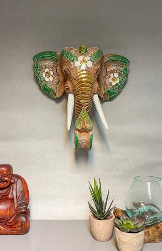Elephant wall mask - mask, green