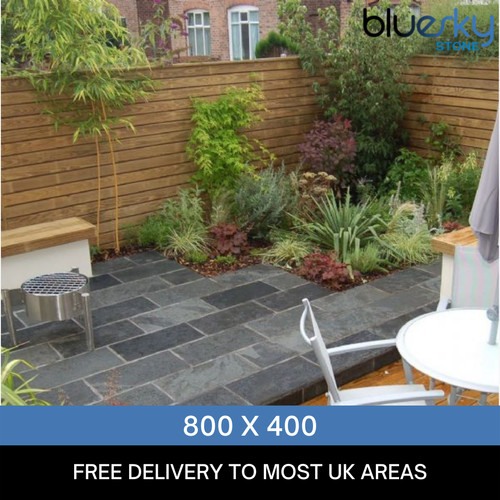 Black slate paving patio slabs - paving,