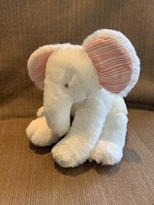 TESCO elephant Plush white Pink striped ears comforter soft toy cuddly F&F