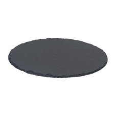 Round Slate Serving Platter Rustic Dining Table Place Setting 33cm Grey