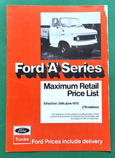 1975 FORD A SERIES TRUCKS PRICE LIST - Van Truck & Tipper Models