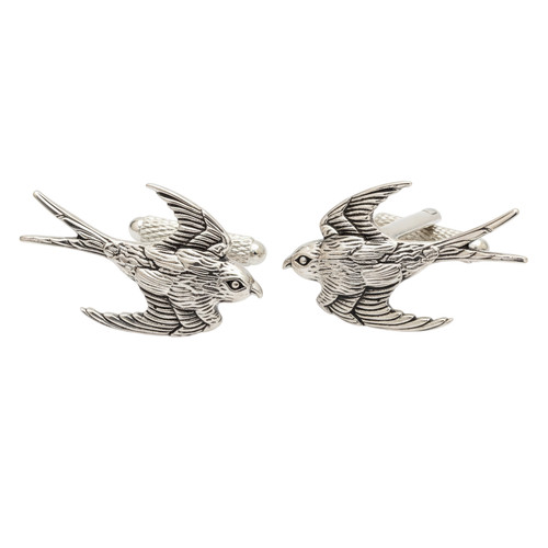 Swallow cufflinks onyx art - cufflinks,