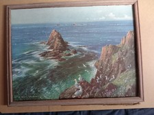 Vintage VERNON WARD Lands End CORNWALL Seascape ARMED KNIGHT Retro Print FRAME 
