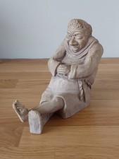 Stone Effect Resin Reclining Monk Figure Resting Figurine 12cm Tall x 16cm Long