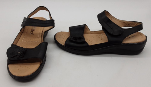 Black faux leather sandals - faux,