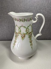 Large Crescent China-Porcelain Jug Green,Yellow,Pink Floral Flowers Design