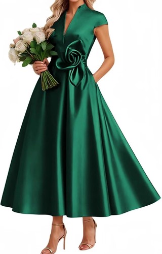 Satin maxi gown with floral - satin,
