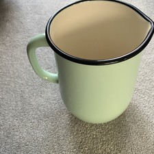 Large Green Enamel Jug With