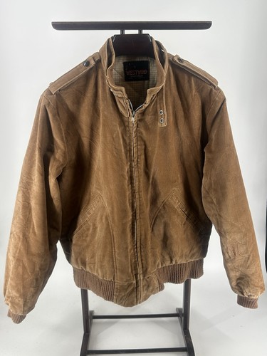 1970s cord bomber jacket brown - 1970s,