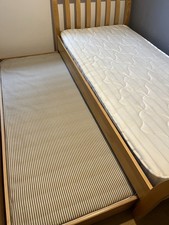 Aspace Single Solid Wood Bed with Trundle and Two Mattresses