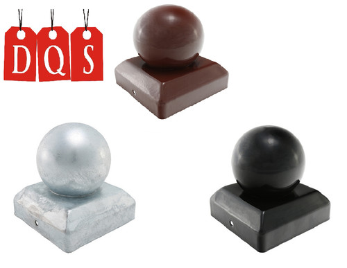 Metal ball fence - post, caps