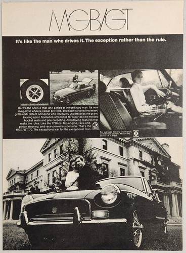 1970 print mgb sports - ad, mgb/gt