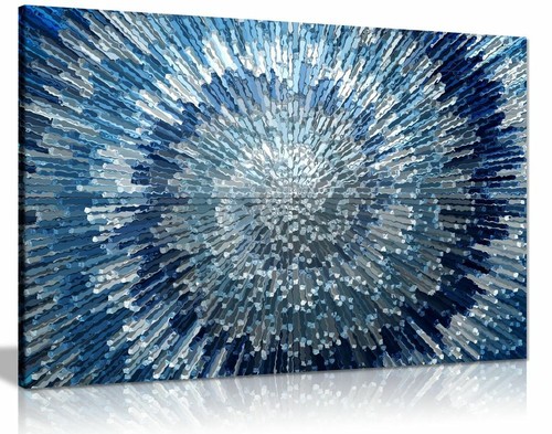 Abstract blue wall art silver - wall,