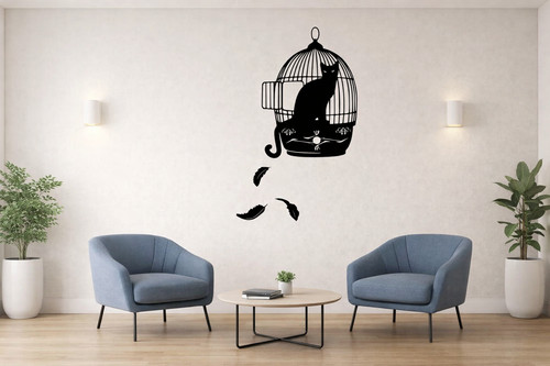 Cat bird cage transfer - cat, in