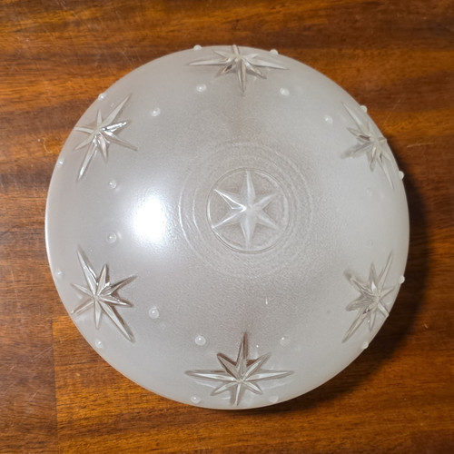 Frosted white glass star - white,