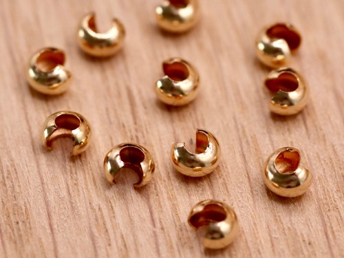 Gold filled 3mm 4mm crimp - gold, 3mm,