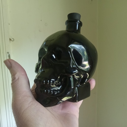 Glass figural skull bottle - skull,