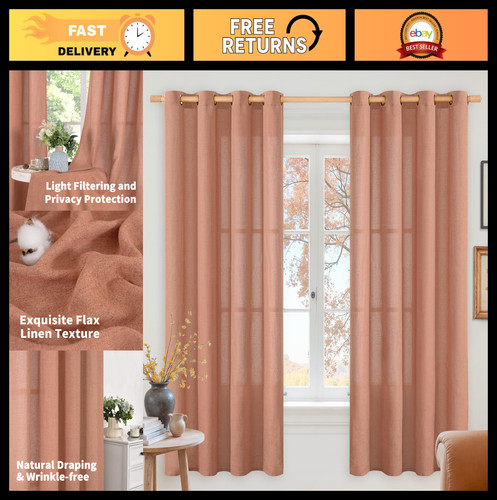 Burnt orange terracotta linen - orange,