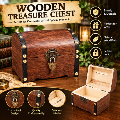 Vintage treasure chest storage - treasure,