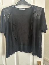 M&S Black Bolero Size 22 Open front Sequin Shoulders